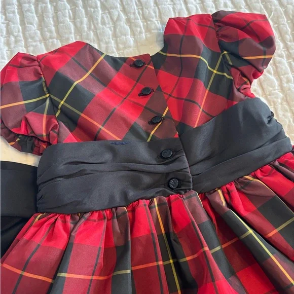Ralph Lauren Holiday Christmas Dress Red Black Plaid 3T Party Dress - Picture 6 of 14